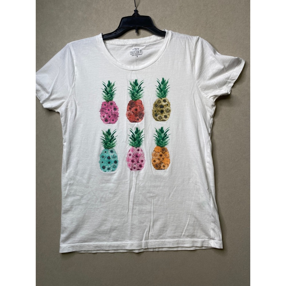 J.Crew Collector Tee White Pineapple Floral Graphic T-Shirt Womens Small